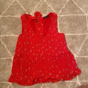 red floral red zara top